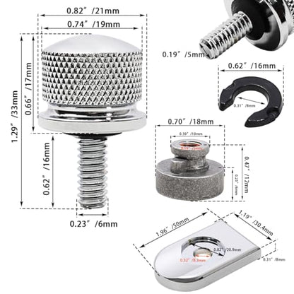 FOVPLUE Quick-Release Fender Seat Hardware Kit for Harley Softail - color: CHROME BOLT/CAP/NUT/WASHER