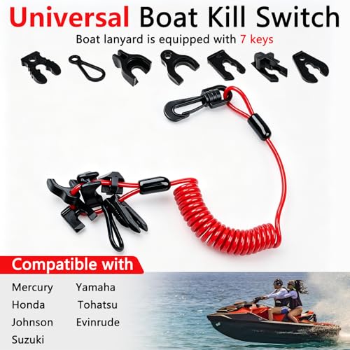 Universal Boat Safety Lanyard Kill Switch with 7 Keys