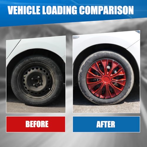 Winjet 16 inch Universal Hubcaps for Steel Wheel Rims Cover,Snap On Car Truck SUV Wheel Rim Covers,Steel ABS+PC Material Set of 4(16 inch,Black Lacquer & Red Lacquer) - color: Black Lacquer & Red Lacquer (5086-BRB-16), size: 16 inch