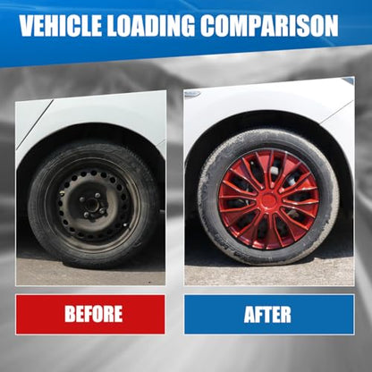 Winjet 16 inch Universal Hubcaps for Steel Wheel Rims Cover,Snap On Car Truck SUV Wheel Rim Covers,Steel ABS+PC Material Set of 4(16 inch,Black Lacquer & Red Lacquer) - color: Black Lacquer & Red Lacquer (5086-BRB-16), size: 16 inch