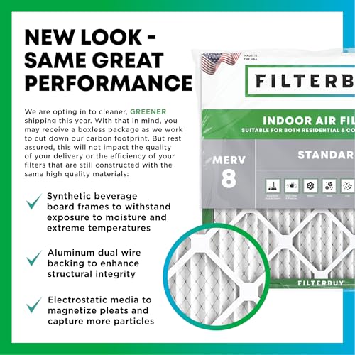 Filterbuy 16x25x1 Air Filter MERV 8 Dust & Allergy Defense (6-Pack) - style: 16x25x1