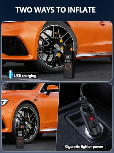 Tire Inflator Portable Air Compressor,12V DC, Rechargeable Battery