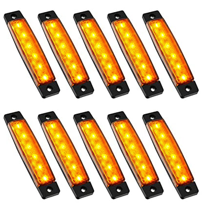 PSEQT 10 Pcs LED Rock Strip Lights Car Underglow Wheel Fender Well Lighting Kits Waterproof for Golf Cart Wrangler Offroad Truck RV UTV ATV Snowmobile (Amber Yellow) - color: Amber
