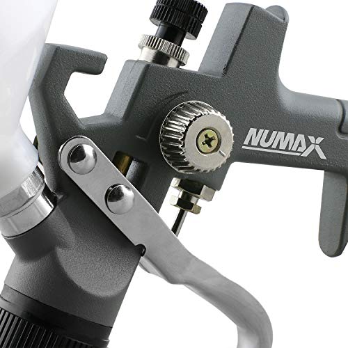 NuMax SPS14 Pneumatic 1.4mm Tip HVLP Gravity Feed Spray Gun with 600cc Plastic Cup - size: 1.4mm Tip, 600cc Cup