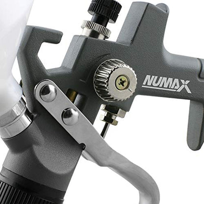 NuMax SPS14 Pneumatic 1.4mm Tip HVLP Gravity Feed Spray Gun with 600cc Plastic Cup - size: 1.4mm Tip, 600cc Cup