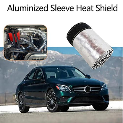 Aluminized Heat Shroud Sleeving Heat Shield Fuel line Wire Protection Silver Hose Heat wrap with 10 Pcs Metal Zip Ties (Silver 3/4''I.D. x 3FT) - color: silver, size: 3/4''I.D. x 3FT