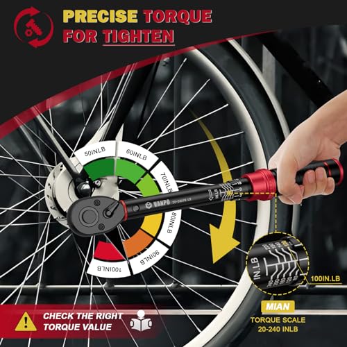 VANPO 1/4-Inch Drive Click Torque Wrench, 20-240 in.lb for Bike - size: 1/4-Inch (20-240 In-Lb / 2.3-27.1 Nm)
