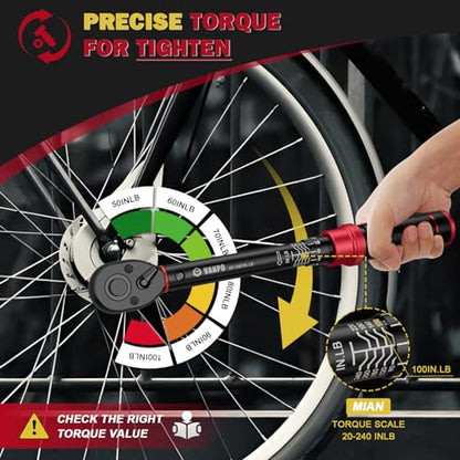 VANPO 1/4-Inch Drive Click Torque Wrench, 20-240 in.lb for Bike - size: 1/4-Inch (20-240 In-Lb / 2.3-27.1 Nm)