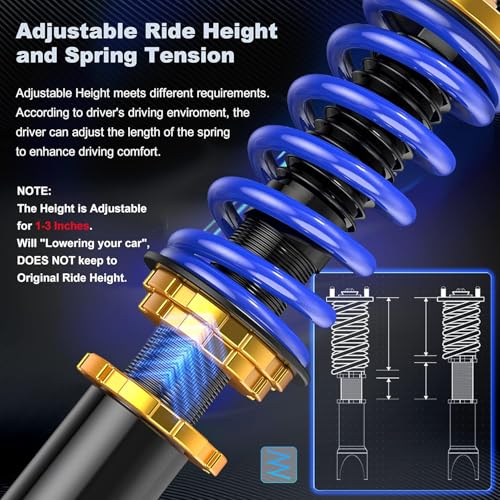 MOSTPLUS 4pcs Full Lowering Coilovers Struts Suspensions Shock Compatible with 2005 2006 2007 2008 2009 2010 Scion TC Struts Height Adjustable by 1-3” - size: 2005-2010 Scion TC