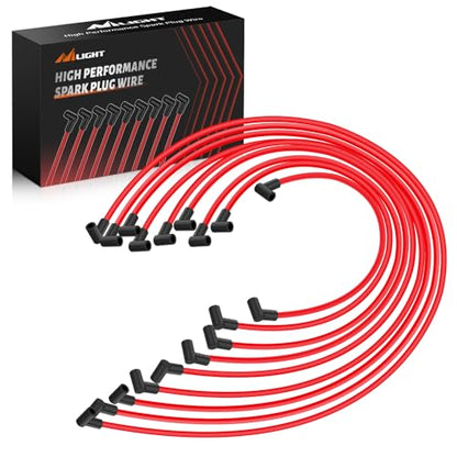 Nilight 9 PCS 10.5mm Spark Plug Ignition Wire 90 Degree Boots - size: 10.5mm - SBC BBC 305 350 454 HEI - 90 Degree Boots