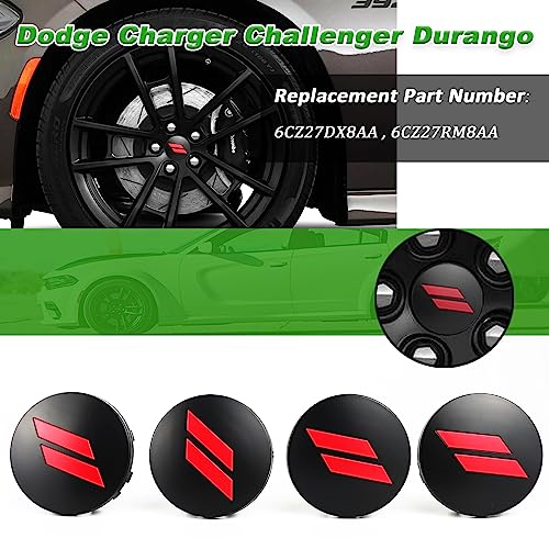 4pcs 63mm 2.5 inches Slash Wheel Center Cap Covers Fit for Dodge Charger Durango Dart 2015-2020 Jeep/Chrysler - color: Black-Red
