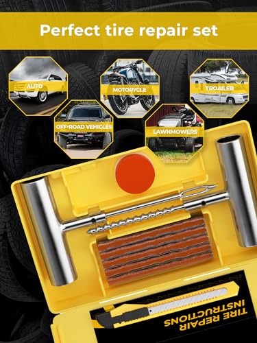 AUTOWN Flat Tire Repair Kit 15pcs, Heavy Duty Tire Plug Kit to Fix Puncture