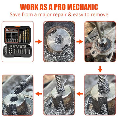 26Pcs Bolt Extractor Kit,Left Hand Drill Bit,Easy Out Screw Bolt Extractor - size: 26 PCS