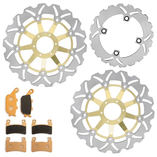 Front Rear Brake Disc Rotors Pads for Honda CBR 600 F 1999-2000 - color: Gold, size: CBR600F 1999-2000 CBR 600 F4