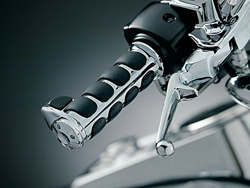 Kuryakyn 6342 Premium ISO Handlebar Grips with Contoured Throttle Boss for Dual Cable Throttle Control: 1982-2019 Harley-Davidson Motorcycles, Chrome, 1 Pair - size: Dual Cable Throttle, style: Contoured