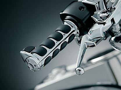 Kuryakyn 6342 Premium ISO Handlebar Grips with Contoured Throttle Boss for Dual Cable Throttle Control: 1982-2019 Harley-Davidson Motorcycles, Chrome, 1 Pair - size: Dual Cable Throttle, style: Contoured
