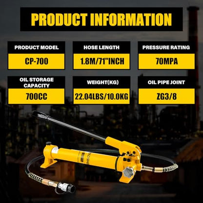 30 ton Hydraulic Cylinder Jack Sets Porta Power Ram Jack Kit with CP-700 Hydraulic Hand Pump, 2” Stroke Hydraulic Cylinder Jack Single Acting Lifting Cylinder Retract Automatically - size: 30T,2"+CP700 PUMP