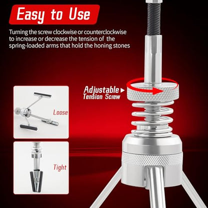 7PCS Cylinder Hone Tool Set, Adjustable for 3/4" to 7" Cylinders - size: 7pc Set