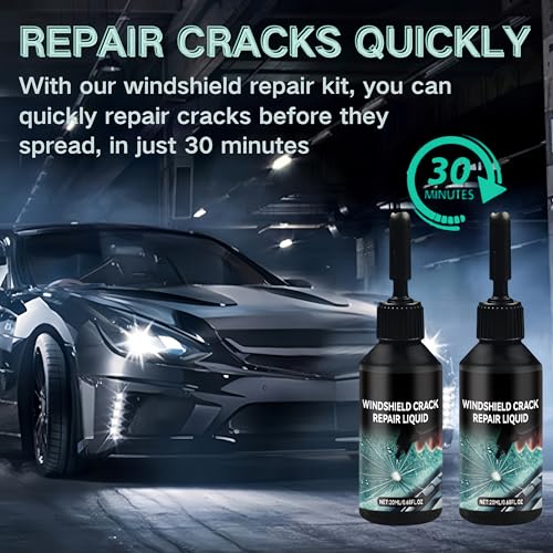 Windshield Crack Repair Kit, 2026 New Premium Windshield Repair Kit, Quick Glass Repair Liquid, for Windshields, Windows, Mirrors and All Glass Crack Types（2pcs）