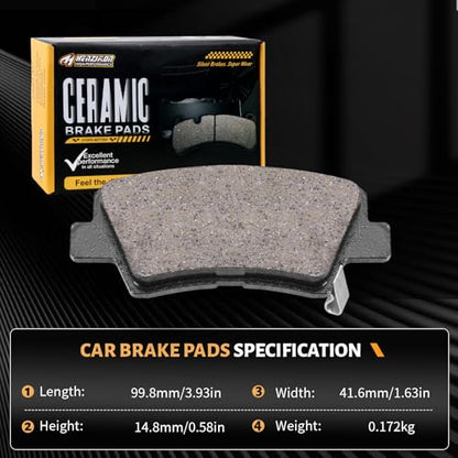 Ceramic Rear Brake Pads Set Compatible with Hyundai Accent/Elantra/Elantra GT/Elantra Coupe/Sonata/Veloster;Kia Cadenza/Forte Koup/Soul/Optima/Forte/Forte5/Rio/Soul EV (D1544) - color: HZ1544
