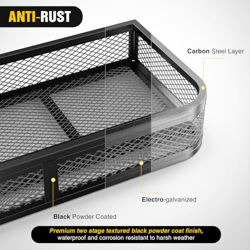 Nilight ATV Front Cargo Basket, 17" W x 36" L x 6.3" H Racks and Baskets with Steel Mesh Frame, Heavy Duty ATV Storage Cargo Box Attachments for Luggage Carrier - color: ATV Front Cargo Basket