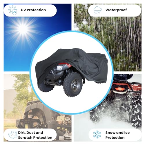 EliteShield Trailerable ATV Cover, Heavy Duty Waterproof Outdoor UV Protection Weatherproof 4 Wheeler Quad Cove for Polaris Kawasaki Yamaha Suzuki Honda Arctic Cat Can-Am, Fits up to 96" Long - size: Size 3: Fits up to 96" L