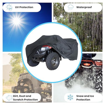 EliteShield Trailerable ATV Cover, Heavy Duty Waterproof Outdoor UV Protection Weatherproof 4 Wheeler Quad Cove for Polaris Kawasaki Yamaha Suzuki Honda Arctic Cat Can-Am, Fits up to 96" Long - size: Size 3: Fits up to 96" L