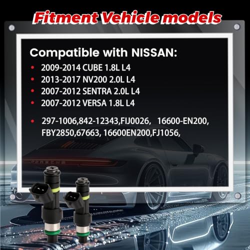 4-Pack Fuel Injectors Set | Compatible with Nissan Sentra Versa Cube NV200 1.8L 2.0L| Replaces 16600-EN200 FJ1056 297-1006 - size: 4 X FIJ0026