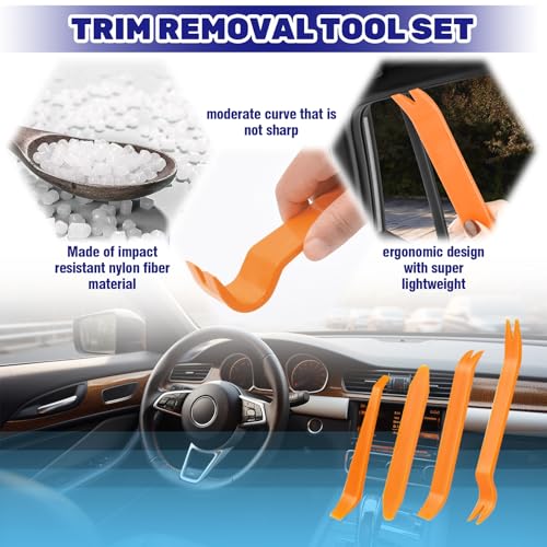 104Pcs Metal Auto Trim Panel Spring Clip Assortment Set with Removal Tools, 7.9/10/ 11/13.1/14.1/15.3/15.8/16/17.3/18.2mm Car U-Clip Moulding Fastener Compatible with Audi VW