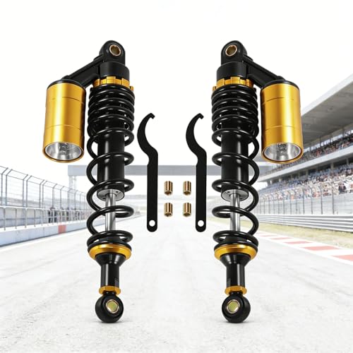 DREAM MOTION 1 pair 330mm Adjustable Rear Air Shock Absorbers Suspension Powersports Parts For Honda CRF150cc~750cc Apollo125cc KLX Karting(Go kart) Moped Quad (ATV) Drit Pit bike Accessories,Glod