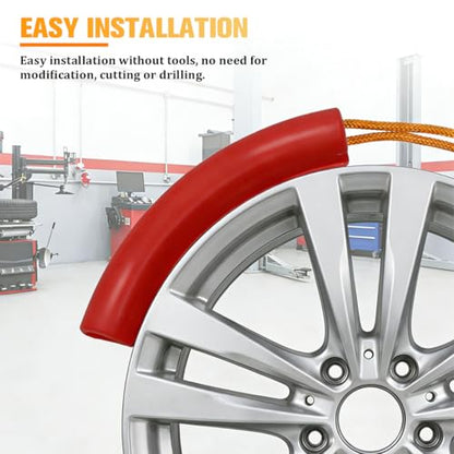 5PCS Car Tire Changing Rim Protector, Vehicle Fixing Wheel Changer Guard Edge Saver, Auto Tyre Changing Hub Rim Protective Cover, Universal for Sedan Truck Motorcycle (Red) - color: Red
