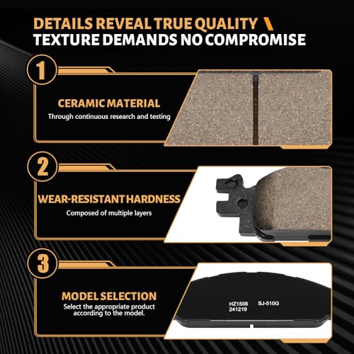D1508 Front Ceramic Brake Pads Kit Fit For Ford Flex 2009-2019, For Taurus 2010-2019, For Lincoln MKT 2010-2019, For MKS 2011-2012, For Ford Explorer 2011-2019 - style: HZ1508