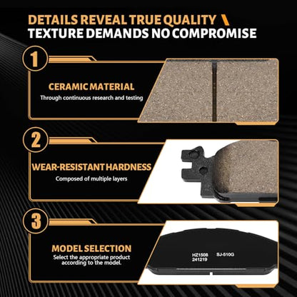 D1508 Front Ceramic Brake Pads Kit Fit For Ford Flex 2009-2019, For Taurus 2010-2019, For Lincoln MKT 2010-2019, For MKS 2011-2012, For Ford Explorer 2011-2019 - style: HZ1508