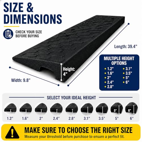 2 Pack 4'' Rise Rubber Curb Ramp,Heavy Duty, 11000lbs Capacity - size: 4" H