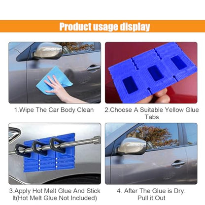 4Pcs/Set Car Dent Repair Tools, Paintless Dent Repair Removal Tool, Heavy Duty Dent Puller Kit, Powerful Car Body Repair Tool, Glue Tabs Dent Remover Tool for Car Dent Repair (Blue) - color: Blue