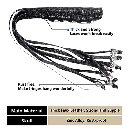 2 PCS Faux Leather Motorcycle Lever Covers with Fringes, Brake & Clutch Grip Tassels, Skull Design - color: Black & White Laces*1 & Black Laces*1