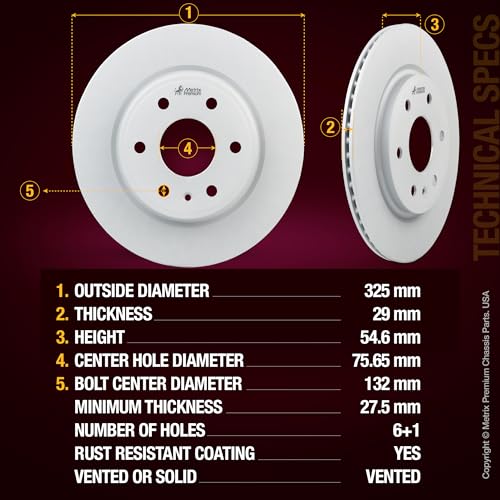 Metrix Premium Chassis Parts 325 & 331mm F/R Brake Rotor Kit Fits Buick - size: 96336MT