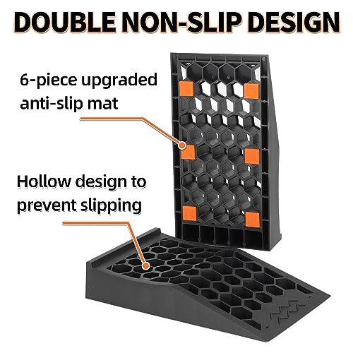 OULEME 2.44" Lift Low Profile Car Service Tire Ramp, 17"x9.5"x3.1", 4PK - size: L17" (4 Pack)