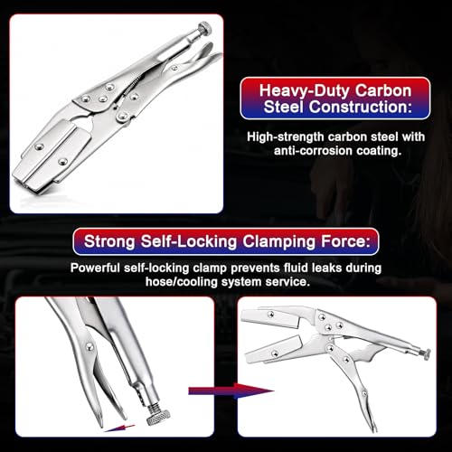 NYXOVA Radiator Hose Clamp Set, 10" Self-Locking Pinch Off Pliers (4)