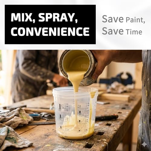 Disposable Paint Spray Gun Cup System Kit, 20oz (600ml) – 50 Disposable Paint Cup Liners with Lids & 190 Micron Filter, 2 Hard Cups with Retainer Rings, 2 Spray Gun Adapters, 20 Plugs, PTFE Tape - size: 600ml/20oz