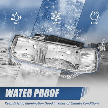 Auto Dynasty Headlights for 1999-2006 Chevy Silverado Suburban Tahoe 1500 - color: Chrome