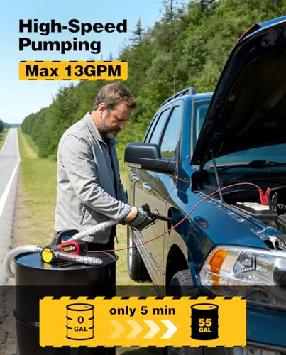 TaskStar Electric Diesel Transfer Pump Kit, 12V 13 GPM for Diesel Kerosene - color: 12V 13GPM Wired, Scarlet