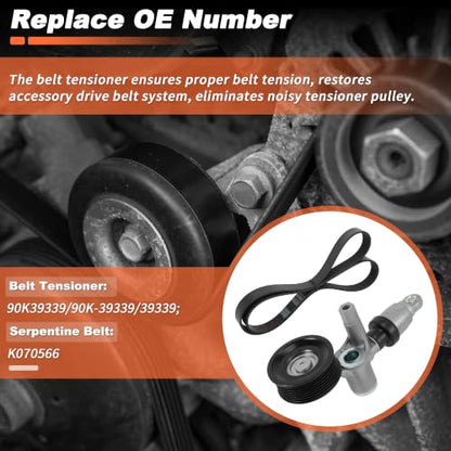 Engine Belt Tensioner with Serpentine Belt for Honda Accord 13-17