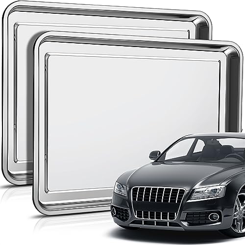 2 Pcs Stainless Steel Oil Drip Pan for Under Car 27.6 x 19.7 Inch - size: 27.56 x 19.69 Inch