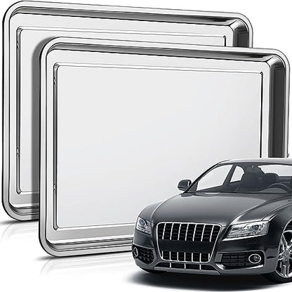 2 Pcs Stainless Steel Oil Drip Pan for Under Car 27.6 x 19.7 Inch - size: 27.56 x 19.69 Inch
