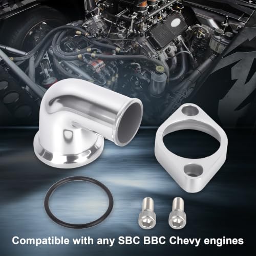 90° Swivel Water Neck Aluminum Polished Thermostat Housing - color: Silver, size: 90 Degrees Style1
