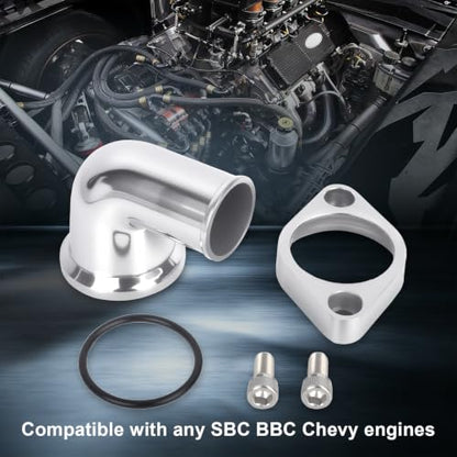 90° Swivel Water Neck Aluminum Polished Thermostat Housing - color: Silver, size: 90 Degrees Style1