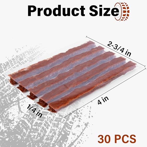 30 PCS Tire Plugs Heavy Duty, 4" X 0.24" Tire Repair Plugs, Rubber Tires Plug, Tires Repair Strings for Tubeless Puncture Car, RV, SUV, ATV, Motorcycle, Truck,Tractor (Brown) - color: brown, size: 4"
