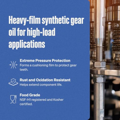 Super Lube Synthetic Gear Oil - Heavy Duty Synthetic Machinery Oil for Truck & Auto Maintenance - NSF H1 Food Grade Gear Lubricant - ISO 320 - Translucent Amber - Bottle - 1 qt (54300) - size: ISO 320 - 1 Quart