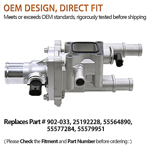 FOKES Engine Coolant Thermostat Housing Assembly Compatible with Chevy Cruze, Limited, Trax, Sonic 1.8L & 1.6L - Replaces 25192228, 55564890, 15-81816, 902-033, 55579951 - Full Aluminum - size: 25192228